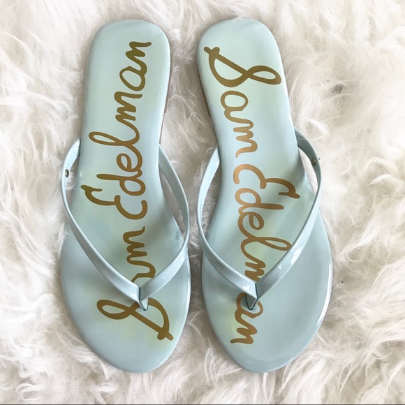 Sam Edelman Shoes - Sam Edelman Powder Blue Patent Leather Flip Flops
